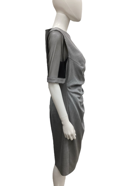 max mara grey dress Max Mara Womens Dark Grey Talete Sleeveless Woven Midi Dress 8