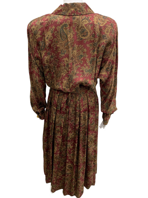 Maggy London Burgundy Print Size Large Dress