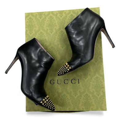 GUCCI Size 6 Black & Gold Bootie