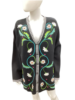 Storybook Knits Size 2x Black/Floral Sweater