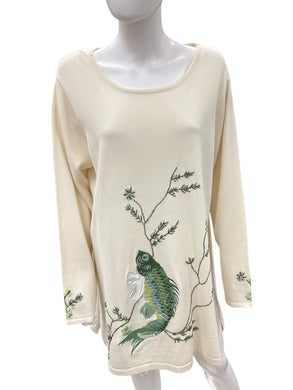 Storybook Knits Size 2x Ivory & Green Sweater