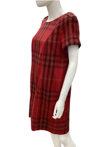BURBERRY Size 12 Red Plaid Dress
