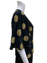 Load image into Gallery viewer, Vintage Size Small Black &amp; Gold Top