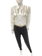 Load image into Gallery viewer, CACHE Size Small Black &amp; White Jumpsuit