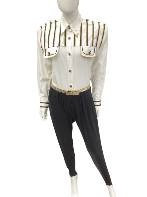CACHE Size Small Black & White Jumpsuit