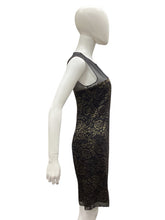 Load image into Gallery viewer, Diane Von Furstenberg Size 8 Black &amp; Gold Dress
