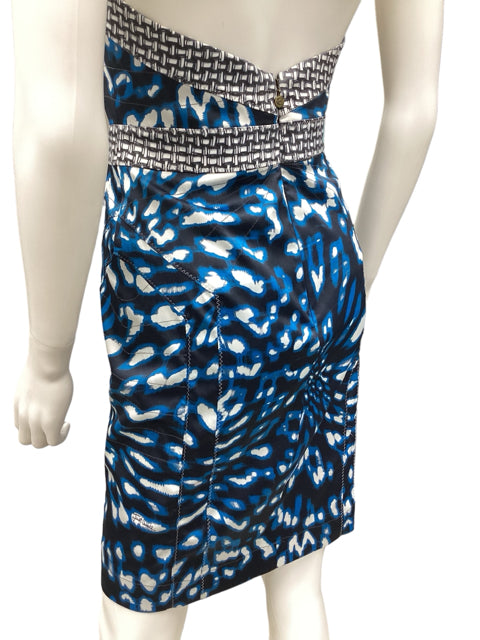just cavalli blue dress Roberto Cavalli SS 2001 Runway Blue Silk Maxi Dress
