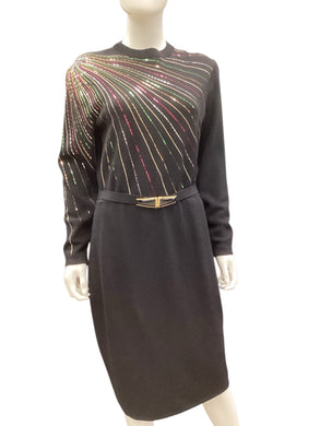 St John Size 10/12 Black/Colors Dress
