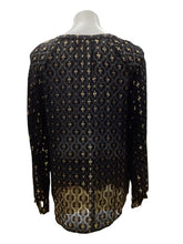 Load image into Gallery viewer, Diane Von Furstenberg Size Small Black &amp; Gold Top