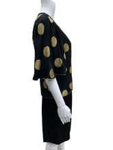 Load image into Gallery viewer, Vintage Size S/M Black &amp; Gold Dress