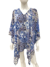 Load image into Gallery viewer, St John Size one size Blue Print Poncho