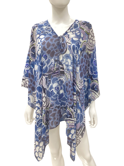 St John Size one size Blue Print Poncho