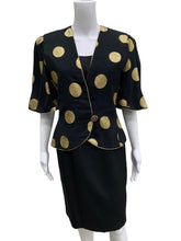 Load image into Gallery viewer, Vintage Size S/M Black &amp; Gold Dress
