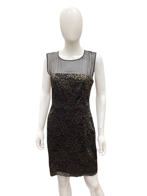 Diane Von Furstenberg Size 8 Black & Gold Dress