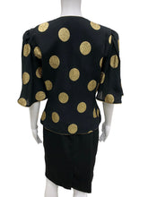 Load image into Gallery viewer, Vintage Size S/M Black &amp; Gold Dress