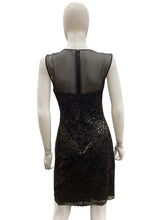 Load image into Gallery viewer, Diane Von Furstenberg Size 8 Black &amp; Gold Dress