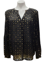 Load image into Gallery viewer, Diane Von Furstenberg Size Small Black &amp; Gold Top