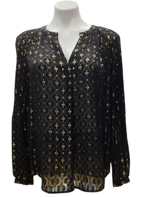 Diane Von Furstenberg Size Small Black & Gold Top