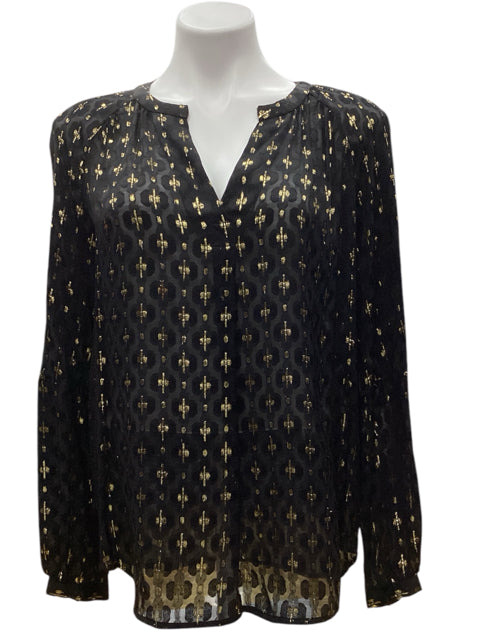 Diane Von Furstenberg Size Small Black & Gold Top