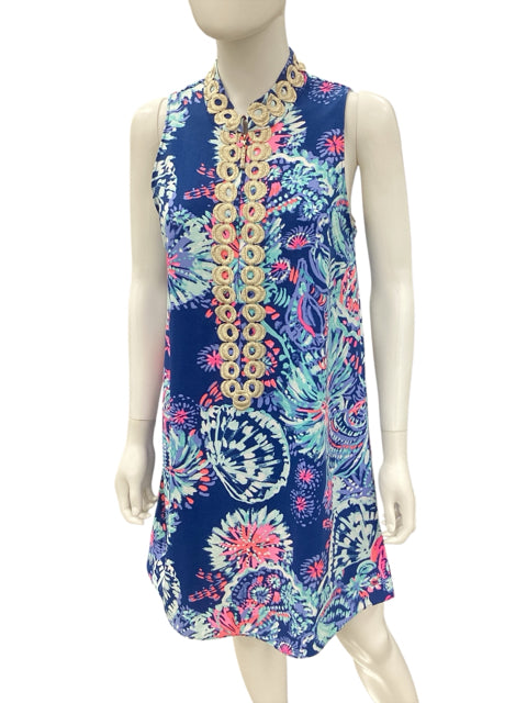 Lilly Pulitzer Size 4 Blue & Gold Dress