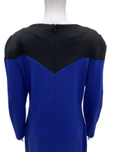 Load image into Gallery viewer, Size 10 Blue &amp; Black Vintage Dress