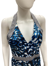 Load image into Gallery viewer, just Cavalli Size Small Blue &amp; White Dress