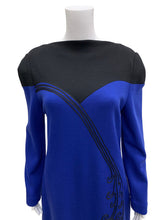 Load image into Gallery viewer, Size 10 Blue &amp; Black Vintage Dress