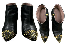 Load image into Gallery viewer, GUCCI Size 6 Black &amp; Gold Bootie