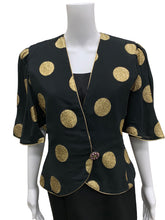 Load image into Gallery viewer, Vintage Size Small Black &amp; Gold Top