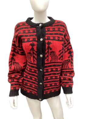 PASSPORTS Size Small Red & Black Sweater