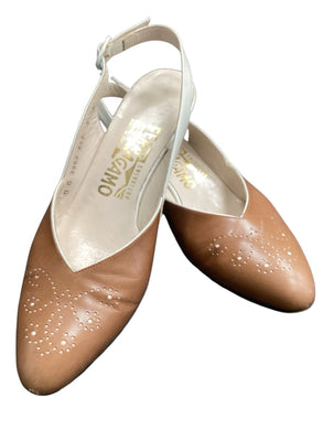 Ferragamo Size 6 Brown & white Shoes