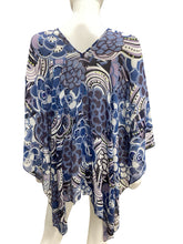 Load image into Gallery viewer, St John Size one size Blue Print Poncho