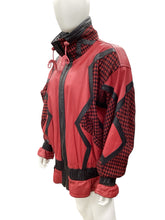 Load image into Gallery viewer, Mixed Blues Size XL Black &amp; Red Jacket