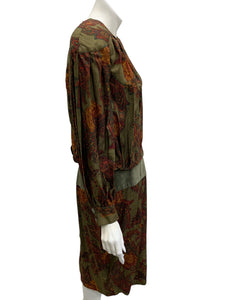 ST.Gillian Size Large Green Print Dress
