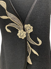 Load image into Gallery viewer, Vintage Size Medium Black &amp; Gold Dress