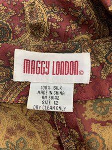 Maggy London Burgundy Print Size Large Dress