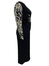 Load image into Gallery viewer, Vintage Size Medium Black &amp; Gold Dress