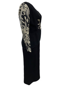 Vintage Size Medium Black & Gold Dress