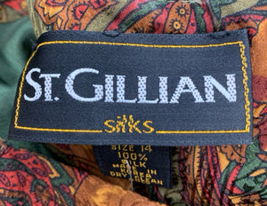 ST.Gillian Size Large Green Print Dress