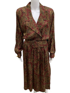 Maggy London Burgundy Print Size Large Dress