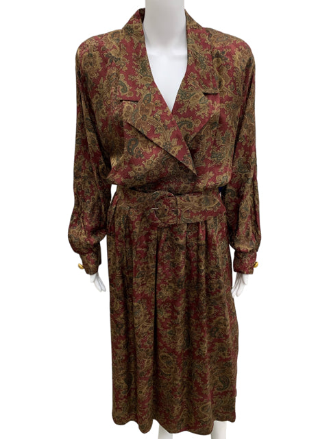 maggy london silk dress 1970s Maggy London Silk Midi Dress Blouson Magic & Shoulder Pleat Drama