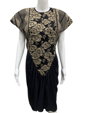 Bette Wanderman Size 6 Black & Gold Dress