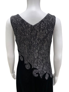 Toshiko-Vintage Size Medium black & Silver Dress